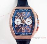 Swiss 7750 Franck Muller Vanguard Yachting Rose Gold Diamond Replica Watch
